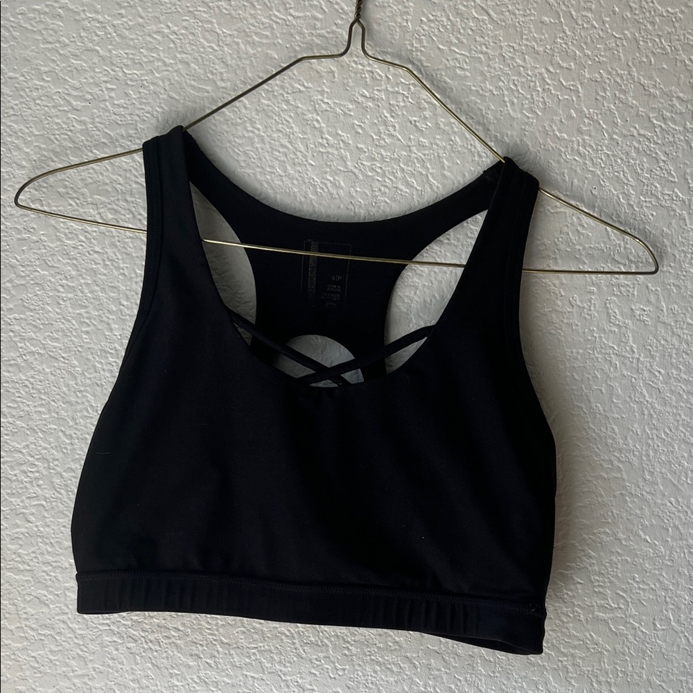 Mondetta Jet Black Sports Bra with Crossback